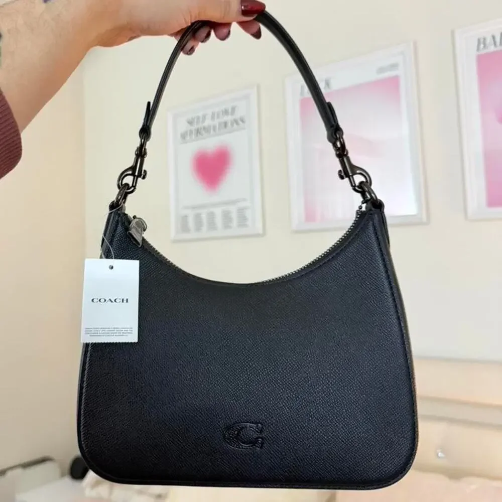 Coach hobo black small crossgrain - Picture 1 of 8